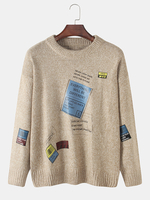Pulls tricotés à col rond et imprimé graphique pour hommes