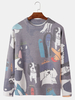 Pulls tricotés à col rond pour chien de dessin animé mignon pour hommes