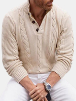 Pulls tricotés chauds pour hommes à col roulé couleur unie