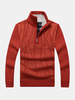 Pulls tricotés chauds pour hommes de couleur unie à demi-glissière avant