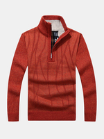 Pulls tricotés chauds pour hommes de couleur unie à demi-glissière avant