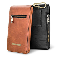 PULOKA 6.5 pouces multifonction magnétique Flip multi-poches en cuir PU sac de rangement pour téléphone portable portefe