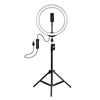 PULUZ PKT3035 10 pouces USB vidéo anneau lumineux avec 110 cm support de lumière double clip de téléphone pour Tik Tok Y