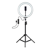 PULUZ PKT3035 10 pouces USB vidéo anneau lumineux avec 110 cm support de lumière double clip de téléphone pour Tik Tok Y