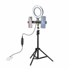 PULUZ PKT3036 6.2 Contrôleur USB Anneau Vidéo Lumière avec 110CM Trépied Lumière Stand Double Clip de téléphone pour Tik