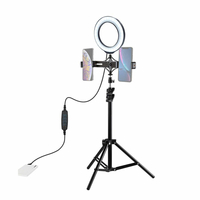 PULUZ PKT3036 6.2 Contrôleur USB Anneau Vidéo Lumière avec 110CM Trépied Lumière Stand Double Clip de téléphone pour Tik