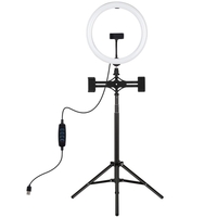 PULUZ PKT3066B 10, 2 pouces dimmable LED Selfie Video Ring Light avec trépied PU457B pour Youtube Tik Tok Live Streaming