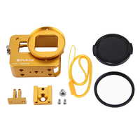 PULUZ PU183 boîtier de boîtier CNC Cage de protection en alliage daluminium pour GoPro HERO6 HERO5 avec objectif 52