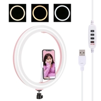 PULUZ PU457F 11, 8 pouces USB 3 modes dimmable double température de couleur USB LED anneau de lumière diffuse incurvée V