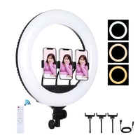 PULUZ PU521B 18 pouces Surface incurvée USB Dimmable lumière blanche LED anneaux de photographie avec télécommande et 3