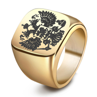 Punk Acier Inoxydable Double Eagle Tête Bague Hommes Bijoux Vintage