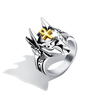 Punk Bague Titane Acier Croix Anubis Tête Portrait Bagues Accessoires Accessoires Bijoux pour Hommes