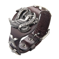 Punk Bracelet En Cuir Véritable Wrap Bracelet Alliage Eagle Bracelet pour Hommes Femmes