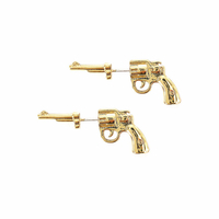 Punk Unisexe Argent Or Couleur Pistolet Boucle Doreille 925 Sterling Silver Needle Oreille Veste Boucles dorei