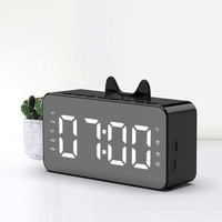 Q9 FM Radio Horloge Miroir Haut-Parleur Bluetooth Double Alarme Thermomètre Support De Téléphone Carte Multi-fonction Au