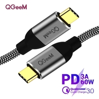 QGEEM USB 3.1 Type C vers USB C câble de données PD 60W câble de charge rapide pour Huawei P30 P40 Pro Mi10 Note 9S S20