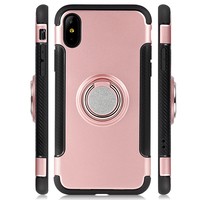 QII pour iPhone X/6 étui pur avec support de bague étui de protection antichoc en silicone couverture arrière