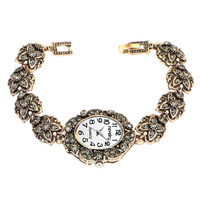 QINGXIYA R2066 Montre-bracelet de style rétro pour dames Montre à quartz de luxe en cristal