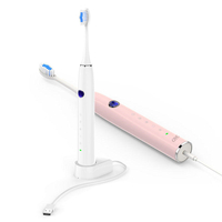 QYG Q1 Sonic brosse à dents électrique puissant IPX7 imperméable rose et blanc avec 2 tête de brosse à dents