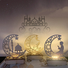 Ramadan en bois Eid Mubarak Moon Star Islam Hanging Pendant Plate avec LED String Light