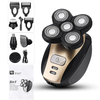 Rasoir électrique 5 en 1 pour homme rasoir à tête chauve Kit de toilettage pour barbe rechargeable USB