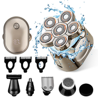 Rasoir électrique rotatif 6 en 1 4D Rasoir à tête chauve rechargeable LED Tondeuse à barbe à affichage
