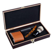 Rasoir pliable portable + rasoir + brosse de rasage + étui + étui de rangement