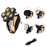Rasoir électrique 6D LED Rasoir à barbe à tête chauve étanche rechargeable USB