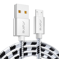 RAXFLY Nylon Câble de données de charge rapide Micro USB tressé 1.2 M pour Note 5 6 Pro S7 S6