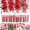 Red Nail Art Glitter Powder Sequins Décoration Tips 3D Mixed Dust