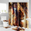 Reine femmes Lion imprimé imperméable rideau de douche antidérapant tapis couvercle couvercle de toilette tapis de bain