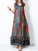 Robe maxi débardeur imprimée sans manches à col rond pour femmes bohémiennes