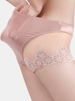 Résille Jacquard Floral de grande taille pour femmes voir à travers des culottes minces élastiques