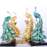 Résine De Paon Ornement De Bureau Figurine Animale Statue Décorations Pour La Maison Artisanat