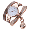 Rétro bracelet en polyuréthane multicouche dame montre en métal géométrique strass arc pendentif femmes montre à Quartz