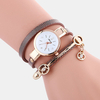 Rétro bracelet en polyuréthane strass montre multicouche pendentif en métal réglable Classic montre à quartz dame