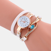 Rétro bracelet en polyuréthane strass multi-couche dame montre métal bleu cristal montre-bracelet réglable montre à quar
