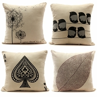 Rétro feuille taie doreiller lin coton housse de coussin décorations pour la maison