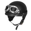 Rétro Matt noir moto demi moto casque scooter avec lunettes de soleil UV lunettes Cafe Racer