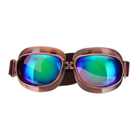 Rétro moto lunettes Vintage lunettes de équitation coupe-vent argent / bronze cadre