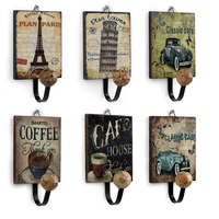Rétrocaféeuropéendécordevêtements en bois serviette crochet de cintre crochet mural