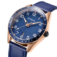RUIMAS 573 Mode Hommes Montre 3ATM Étanche Lumineux Date Affichage Bracelet En Cuir Montre À Quartz