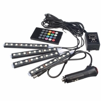 RVB LED Lumières de Décoration De Voiture Intérieur Atmosphère Glow Autocollant Bandes Lumières avec Télécommande
