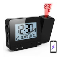 Réveil à projection pour chambre à coucher avec thermomètre Hygromètre Horloge de plafond de projet numérique Dimmable L