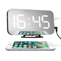Réveil numérique Affichage LED Portable miroir moderne USB / Batterie