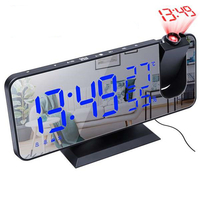 Réveil numérique LED Réveil électronique USB Radio FM HD Temps de projection rouge Affichage de la température et de l&