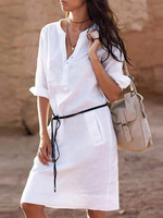 S-5XL Robe à manches longues à manches longues avec poche pour femmes