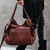Sac à bandoulière antivol en cuir PU pour femme Sac à bandoulière vintage de grande capacité Sac à main fourre-tout