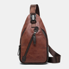 Sac à bandoulière décontracté imperméable multi-poches en cuir PU pour hommes