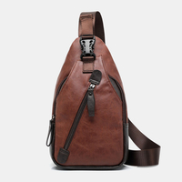 Sac à bandoulière décontracté imperméable multi-poches en cuir PU pour hommes